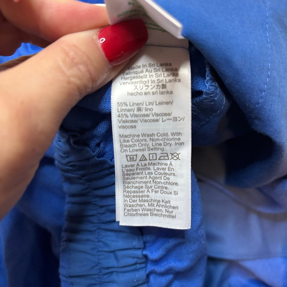 J.Crew Linen-Blend Pleated Wide Leg Crop Pants Santorini Blue Size 14 NWT - Picture 7 of 7